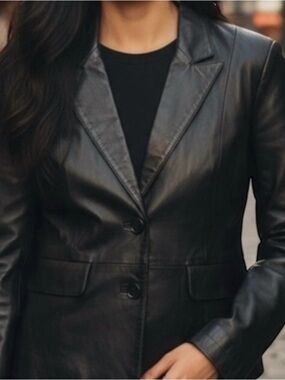 Vintage Bagatelle 70s Style Black Moto Bikercore Leather Blazer Jacket Size 8P